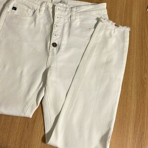 Kancan Estilo White High Rise Buttonfly Rough Hem Jeans Pants Denim Size 28